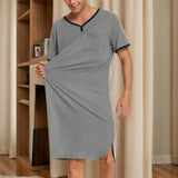 Spring And Summer Men's Home Clothes Pajamas Short-Sleeved Imitation Cotton Frame Bump Color Casual Men's Long Aja Skirt
