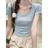 Design Sense Of Niche Short-Sleeved T-Shirt Women 2026 Summer New Slim Simple Casual Half-Sleeve Top