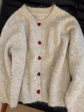 Grey Love Button Sweater Jacket Women's New High-End Sense Loose Collar Knitted Cardigan Top In Autumn
