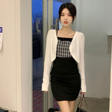 White Ice Silk Sunscreen Sleet Coat Thin Small Shawl Women's Summer With Sling Skirt Hoodie