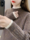 Sweater Women's Knitting Tops In The 2025 New Winter With Women's Autumn And Winter Thick And Wearing Half-High Collar Bottoming Shirts