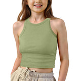 2026 New Short Sleeveless Children's Small Vest Spring And Summer Solid Color Thread Sleeveless T-Shirt Vest