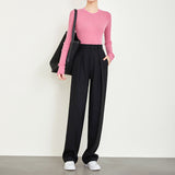 Tall Gray Suit Pants Old Money Style Pants Slim Leg Pants Niche Casual Straight Trousers Women