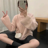 High-Grade Green Marinade Velvet Round Collar Sweater Women Autumn And Winter Soft Glutinous Milk Fufu Outside Wearing Horse Sea Hair Top Thick