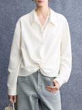 2026 Spring New Comfortable Soft Skin Flat Fake Two Lace Splicing Collar Irregular Kinks Loose Shirt