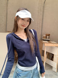 Fake Two Pocket Button Hooded Long-Sleeved T-Shirt Women 2026 Early Autumn New Drawstring Design White Top