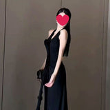 French Elegant Red Hanging Neck Sling Dress Women Summer New Hottie Sexy Back Temperament Waist Dress