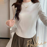 Dejing Small Collar Bottoming Shirt Women Autumn And Winter Thread Small Fragrant Wind Cotton Stacked With A Short Curved Under The Top