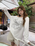 Cute Puppy Lazy Shoulder Sun Protection Shirt T-Shirt For Summer New Slanted Shoulder Big Neckline Thin Top More Than 80