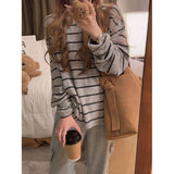 Korean Explosion Striped Long-Sleeved T-Shirted Women 2025 New Autumn And Winter Loose Inside The High-End Feel Blouse