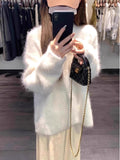 Milk Call To Reduce The Age Of Pink Marinade Velvet Soft Glutinous Sweater Women's Autumn And Winter Lazy Wind High Sense Knitted Shirt Inside The Top