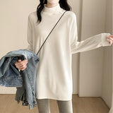 Medium-Long Dejong Half-High-Necked Bottom Shirt Women 2026 New Autumn And Winter Long-Sleeved White Body Thighs On The Top