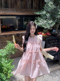 Sweet And Gentle Pink Flying Sleeve Dress Women's Summer 2026 New Small Loose Thin A Short Skirt