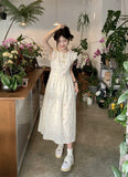 New Chinese Women's Short-Sleeved Broken Floral Dress Women's Summer High-End Temperament To Close The Waist Thin Gentle Style Long Skirt