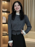 French Retro Knitted Cardigan Women's New Slimmed-Up Shirt Long-Sleeved Tops In The Fall Of 2025