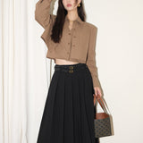 Four Seasons Can Wear White Shirt Women's Design Sense Of Small Short Korean Commuting Shirt Casual Long-Sleeved Two-Piece Top