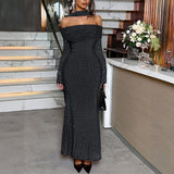 Dili Elegant Wind With Chest Long-Sleeved Ass Skirt Dress Women's Dress 2025 Autumn And Winter