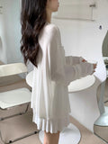 Korean Gentle White Sunscreen Ice Jacket Women Summer Lazy Loose Knitted Cardigan V-Neck Air Conditioning Shirt