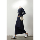 Mid-Long Dress Female Medard Color Quiet Luxury Style Simple Thin Inner Air Layer Bottom Dress