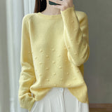 2025 Autumn And Winter New Round Neck Wave Knitted Shirt Loose Thick Coat With Gas Sweater Bottom Shirt Woman