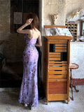 Nanli Xiang Man Wild-Dwelling Butterfly Light Wind Purple Dress Women Summer Bag Butts Sling Skirt Lace Dress