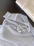 Blue Bow Embroidered Thin Knitted Short-Sleeved T-Shirt Women 2025 New Fashion Shoulder Shirt Top