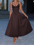 Dili Elegant High-Grade Slings Solid Long Dress Dress Women's 2025 Autumn And Winter