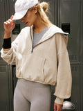 New Clothes With Hoodie Women's Fashion Brand Sports Hoodie Zipper Draw Rope Long-Sleeved Top Coat