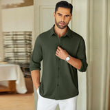Men's Shirt Autumn And Winter New Long-Sleeved Collar Solid Shirt Casual Dress Top Men