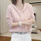 Advanced Sense Of Loose Long Sleeve Hooded Knitted Jersey Spring 2025 New Fashion Stylish Design Thin Sweater