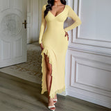 Dili Elegant Wind Sling Open Fork Dress Dress Women's 2025 Autumn And Winter