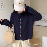 Autumn And Winter Buckle Knitted Shirt Jacket Women's Spring And Autumn 2025 New Loose Sweater Gray Early Autumn Women's Top