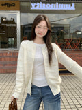 White Lazy Zipper Open Shirt Women 2026 Autumn And Winter Wearing A Loose Design Knitting Shirt