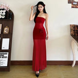 Seaside Holiday Wind Perspective Network Yarn Chest Skirt Design Sense Of Temperament Long Dress Travel To Take Good-Looking Skirt