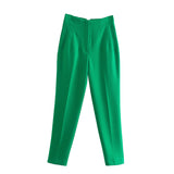 New Slim Slim Solid-Colored Folding Micro-Ply Straight Trousers Trousers Trousers Trousers