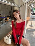 French Retro Fake Two Slings Long-Sleeved T-Shirts In The Spring And Autumn To Put On The Wooden Ear Design Shirt Top