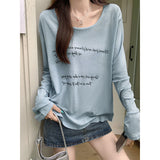 Loose Meat Languine Lazy Cool Blouse Neck Collar Air-Conditioning Hood Long Sleeves Micro-Permeable T-Shirt Girl Summer
