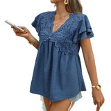 Dili 2025 Spring And Summer Leisure Leisure Leisure Wind Wind And Leisure Wind And Leisure Wind And Leisure Wind Blows V. Collar Short-Sleeved Shirt Cardigan Woman