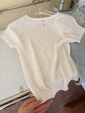 Mint Green Knitted Shoulder Ice Silk Short-Sleeved T-Shirt Women 2025 New Burst Summer Dopamine Chic Top