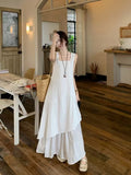 French Temperament Irregular White Dress Dress Women's Summer 2026 New High-End Fake Two Vest Skirt