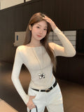 French Giant Look Hot Diamond Gentle Design Knitted Long-Sleeved Women's Clothing Early Autumn Wearing BottomÐÞÐÞ Of The Body To Repair The Body