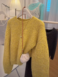 Gentle Wind Yellow Horse Hair Sweater Women Autumn And Winter Jacket Long-Sleeved Cashmere Knitted Jersey Lazi High-End Feel Top
