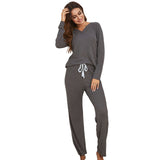 Autumn And Winter Ladies Homewear Suit Waffle Long-Sleeved Trousers Home Pajamas Set Women