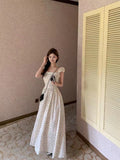 Tea Break French Small Flying Sleeves Dot Joint Dress Women's Summer 2026 New Niche Design Feeling Waist Skirt