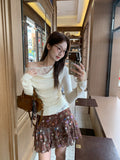 Pure Lustful Lace Lace T-Shirt Girl 2026 Spring New Two-Piece Design Repair Body