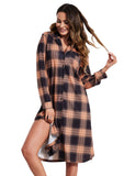 Women's Homewear Pajamas Long Sleeve Striped Printed Clam Jacket Shirts Home Dresses Women