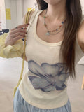 Summer Small Blue Flower Dye Irregular Hem Sling Sling Vest Women 2026 New Folded Waist Design Blouse