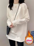 Medium-Long De-Yvel Bottomed Shirt Women In Autumn And Winter With Loosely Thicken Long-Sleeved T-Shirt Design Sense Top 2025 New