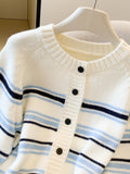 Millard Hit The Striped Knitted Cardigan Outside The Women's Autumn And Winter Wearing Sweaters With Skirts Small Korean Tops