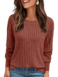 2025 Women's Simple Commuter T-Shirt Women's Pit Round Neck Long-Sleeved Top